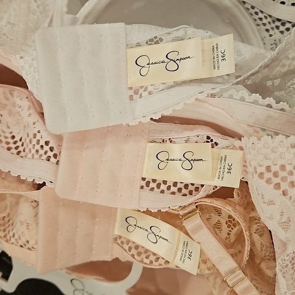 💕JESSICA SIMPSON💕 Padded Push Up Balconette Bras 3 Pk Pink White Nude 36C NWT - Picture 10 of 16
